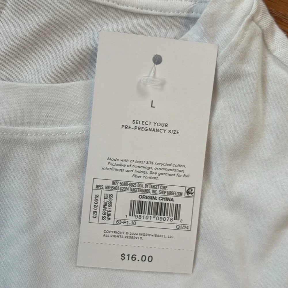 NWT Isabel Maternity by Ingrid & Isabel White Mom T-Shirt Size Large - Picture 4 of 5